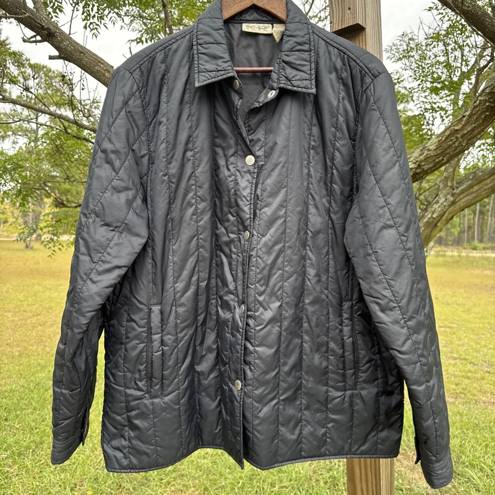 Kim Rogers Puffer Jacket Womens XL Black Signature Quilted Button Up Pockets